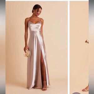 Birdy Grey Jay Shiny Satin Dress in Taupe